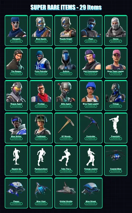 [PS4/PS5/XBOX/PC] | Warpaint | Blue Squire | Royale Knight | Fixer | Havoc | 70 skin | 46 pickaxe | 70 emote | 48 glider | Lv574 — Game account