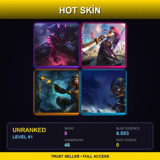 RU | Blood Moon Tryndamere | Battle Academia Yone | Steel Legion Lux | Alien Invader Heimerdinger | 8 Skin | 46 Champ | Lv61 — LoL account