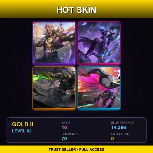 BR | Victorious Draven | Spirit Blossom Vayne | Inkshadow Yasuo | Empyrean Kayle | 10 Skin | 70 Champ | Gold II | Lv62