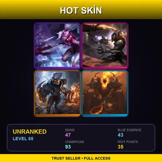LAN | Challenger Nidalee | PROJECT: Yi | PROJECT: Vi | High Noon Thresh | 47 Skin | 93 Champ | Lv85 — Lagoon Dragon Kai Sa