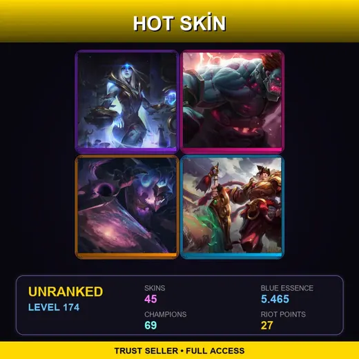 LAS | Hextech Sion | Blood Moon Sivir | Cosmic Queen Ashe | Dark Star Shaco | 45 Skin | 69 Champ | Lv174 — Sugar Rush Zilean