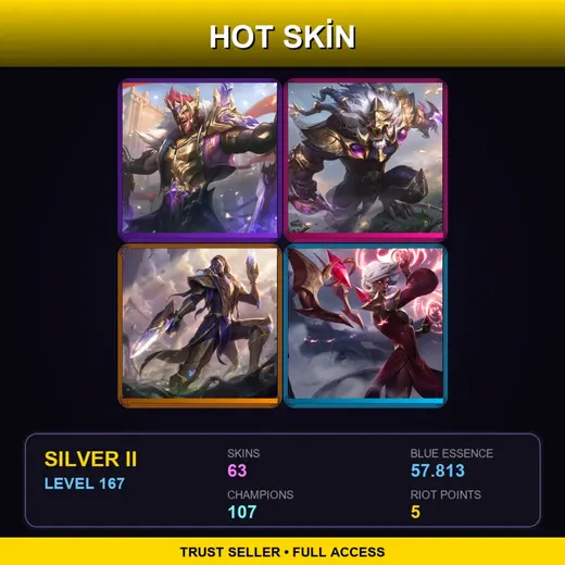 LAS | Victorious Draven | Victorious Rengar | Victorious Lucian | Conqueror Karma | 63 Skin | 107 Champ | Silver II | Lv167