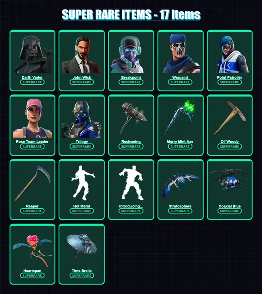 [PC/PSN] | Darth Vader | John Wick | Breakpoint | Warpaint | Point Patroller | 196 skin | 250 pickaxe | 205 emote | 211 glider | Lv3534
