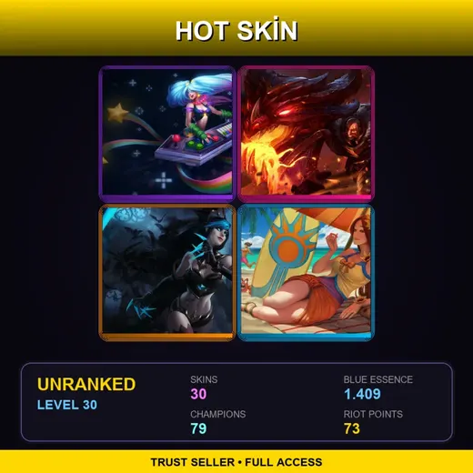 EUW | Arcade Sona | Dragonslayer Braum | Shadow Evelynn | Pool Party Leona | 30 Skin | 79 Champ | Lv30 — Hired Gun Lucian