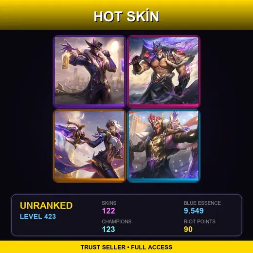 LAN | Victorious Twisted Fate | Victorious Tryndamere | Victorious Fiora | Victorious Draven | 122 Skin | 123 Champ | Lv423