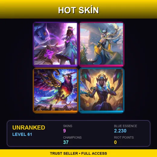 EUW | Star Guardian Senna | Immortal Journey Soraka | Festival Queen Anivia | Odyssey Karma | 9 Skin | 37 Champ | Lv61