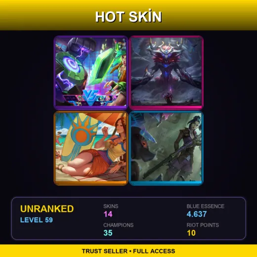 EUW | Arcade Riven | Old God Ivern | Pool Party Leona | Arcane Enforcer Caitlyn | 14 Skin | 35 Champ | Lv59