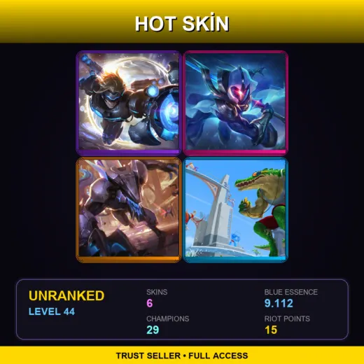 EUNE | Pulsefire Ezreal | Cosmic Blade Master Yi | PROJECT: Warwick | Pool Party Renekton | 6 Skin | 29 Champ | Lv44