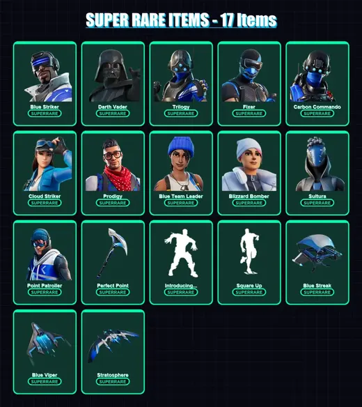 [PS4/PS5/XBOX/PC] | Blue Striker | Darth Vader | Trilogy | Fixer | Carbon Commando | 36 skin | 55 pickaxe | 35 emote | 60 glider | Lv891 — Game account