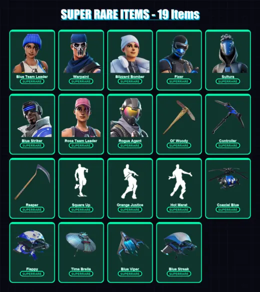 [PS4/PS5/XBOX/PC] | Blue Team Leader | Warpaint | Blizzard Bomber | Fixer | Sultura | 37 skin | 69 pickaxe | 67 emote | 66 glider | Lv891