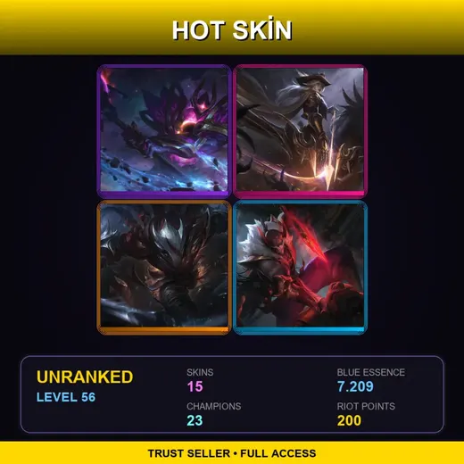 LAN | Dark Star Mordekaiser | High Noon Ashe | Blood Moon Talon | Blood Moon Pyke | 15 Skin | 23 Champ | Lv56 — Dragon Knight Mordekaiser