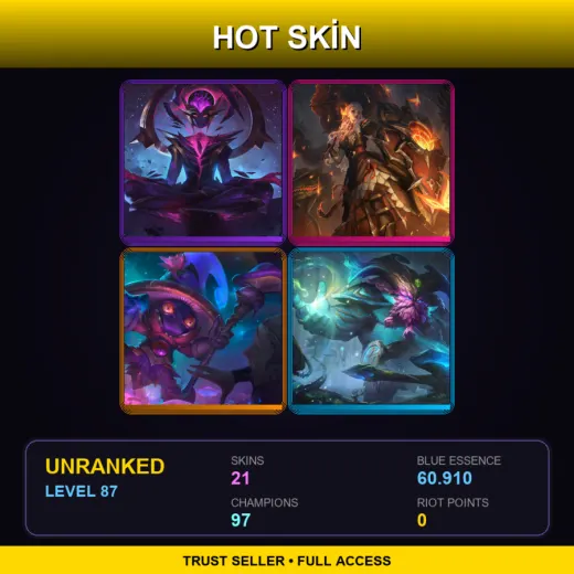 EUNE | Dark Star Karma | High Noon Leona | Elderwood Veigar | Elderwood Ornn | 21 Skin | 97 Champ | Lv87