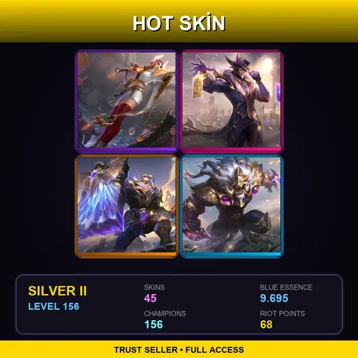 ME | Prestige Lunar Beast Fiora | Victorious Twisted Fate | Victorious Braum | Victorious Rengar | 45 Skin | 156 Champ | Silver II | Lv156 — Dark Crystal Ryze