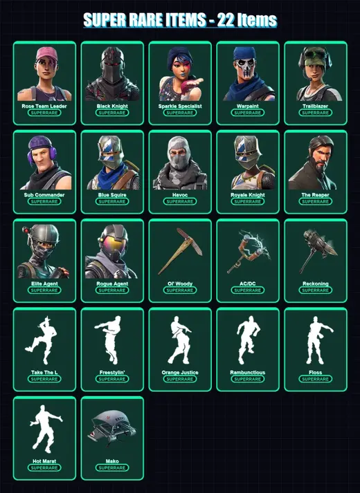 [SWITCH/PSN/PC] | Rose Team Leader | Black Knight | Sparkle Specialist | Warpaint | Trailblazer | 53 skin | 87 pickaxe | 56 emote | 70 glider | Lv85