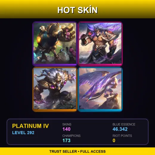 SG | Victorious Blitzcrank | Victorious Tryndamere | Victorious Rengar | Victorious Anivia | 140 Skin | 173 Champ | Platinum IV | Lv292