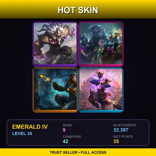 RU | Victorious Rengar | HEARTSTEEL Aphelios | Steel Legion Lux | Three Honors Malzahar | 9 Skin | 42 Champ | Emerald IV | Lv35
