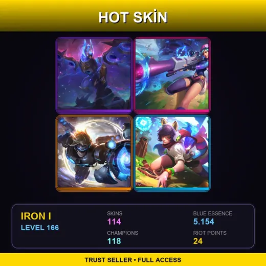 VN | Star Guardian Miss Fortune | Battle Academia Katarina | Cosmic Enchantress Lulu | High Noon Varus | 114 Skin | 118 Champ | Iron I | Lv166 — Vandal Vladimir