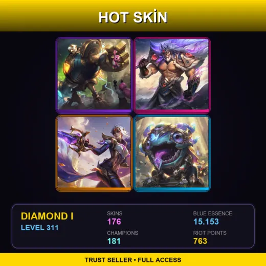 SG | Victorious Blitzcrank | Victorious Tryndamere | Victorious Fiora | Victorious Kog'Maw | 176 Skin | 181 Champ | Diamond I | Lv311