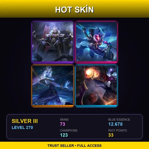 TR | Victorious Sejuani | Cosmic Blade Master Yi | Battle Academia Katarina | High Noon Urgot | 73 Skin | 123 Champ | Silver III | Lv270