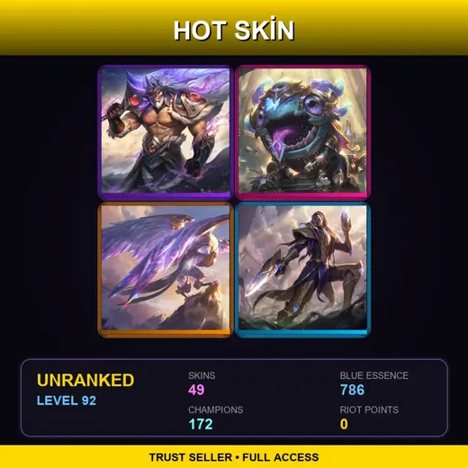 SG | Victorious Tryndamere | Victorious Kog'Maw | Victorious Anivia | Victorious Lucian | 49 Skin | 172 Champ | Lv92