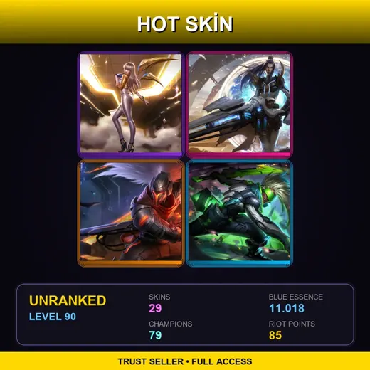 LAS | Prestige K/DA Kai'Sa | Pulsefire Caitlyn | PROJECT: Yasuo | PROJECT: Ekko | 29 Skin | 79 Champ | Lv90