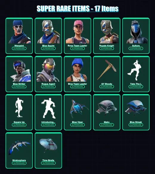 [PS4/PS5/XBOX/PC] | Warpaint | Blue Squire | Rose Team Leader | Royale Knight | Sultura | 24 skin | 24 pickaxe | 31 emote | 36 glider | Lv402
