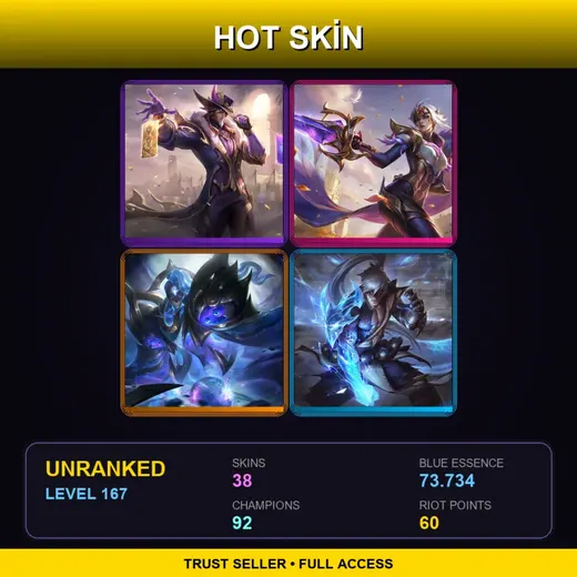 LAS | Victorious Twisted Fate | Victorious Fiora | High Noon Mordekaiser | Cosmic Matriarch Bel'Veth | 38 Skin | 92 Champ | Lv167 — Monster Tamer Veigar