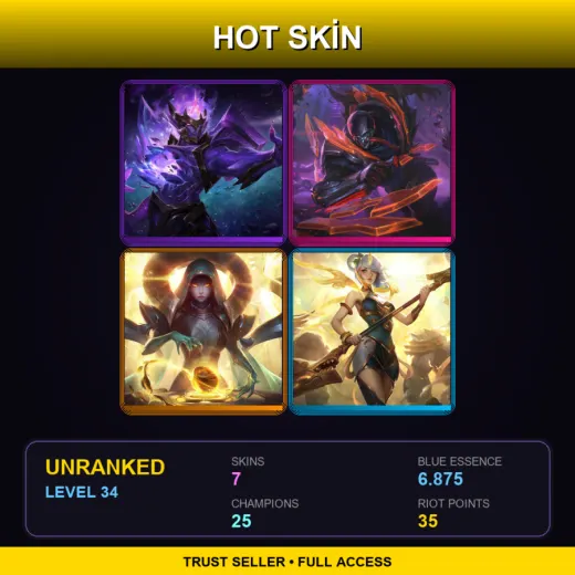 RU | Dark Star Jarvan IV | PROJECT: Pyke | Odyssey Sona | Lunar Empress Lux | 7 Skin | 25 Champ | Lv34