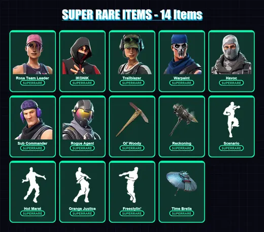 [PC/XBOX/PSN] | Rose Team Leader | IKONIK | Trailblazer | Warpaint | Havoc | 79 skin | 132 pickaxe | 110 emote | 111 glider | Lv2005