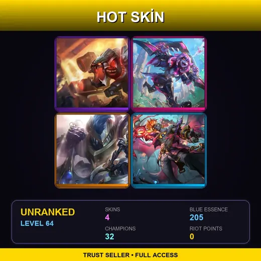 LAN | Battlecast Prime Cho'Gath | Primordian Briar | Warden Sivir | Soul Fighter Viego | 4 Skin | 32 Champ | Lv64 — Battlecast Prime Cho Gath