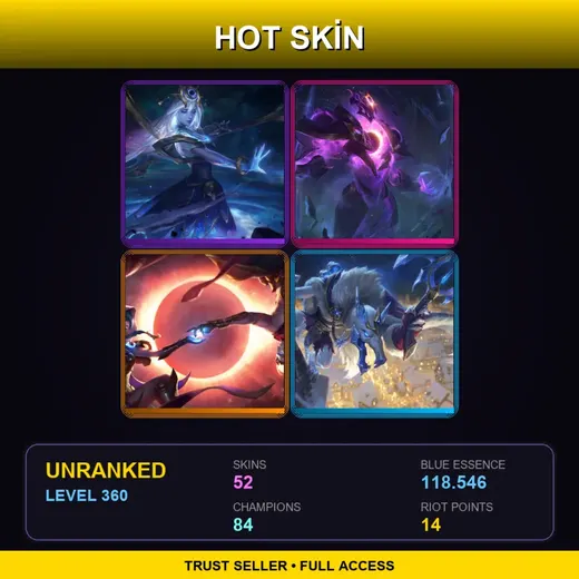 ME | Battle Academia Caitlyn | Battle Academia Leona | Blood Moon Sivir | Cosmic Lux | 52 Skin | 84 Champ | Lv360