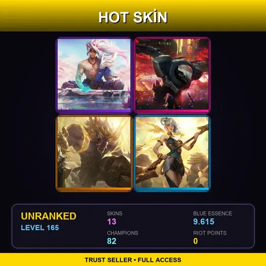 LAS | Spirit Blossom Yasuo | PROJECT: Zed | Lunar Guardian Warwick | Lunar Empress Lux | 13 Skin | 82 Champ | Lv165 — Waterloo Miss Fortune