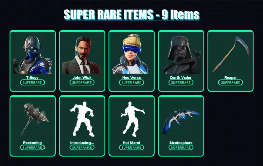 [PS4/PS5/XBOX/PC] | Trilogy | John Wick | Neo Versa | Darth Vader | Enforcer | 288 skin | 247 pickaxe | 279 emote | 185 glider | Lv2487