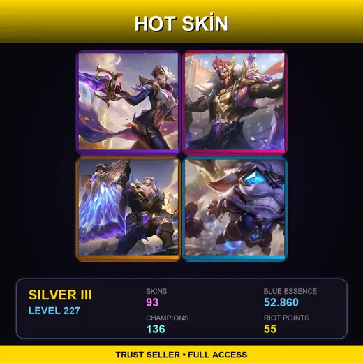 BR | Victorious Fiora | Victorious Draven | Victorious Braum | Hextech Ziggs | 93 Skin | 136 Champ | Silver III | Lv227 — Risen Legend Vayne