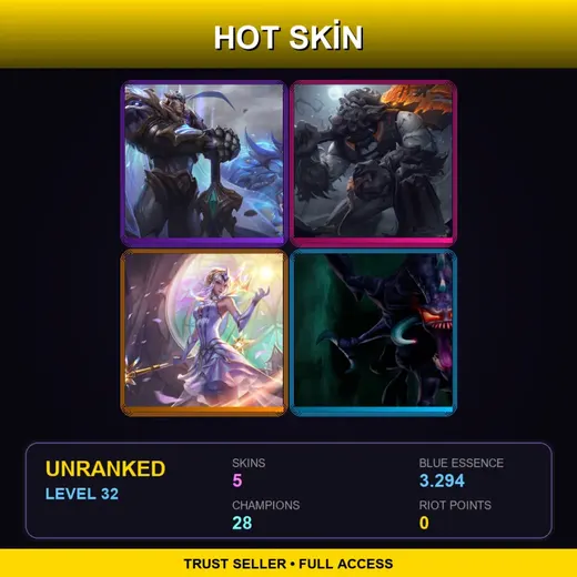 ME | God-King Garen | Fright Night Trundle | Elementalist Lux | Nightmare Cho'Gath | 5 Skin | 28 Champ | Lv32 — Nightmare Cho Gath