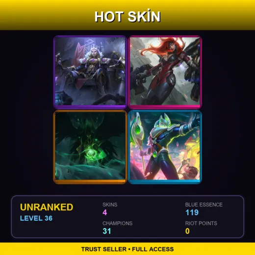 TR | Victorious Sejuani | Gun Goddess Miss Fortune | Tyrant Swain | Space Groove Nasus | 4 Skin | 31 Champ | Lv36