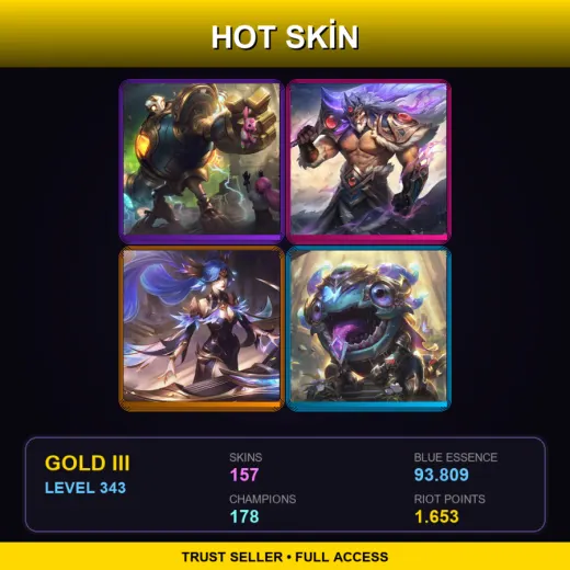 LAS | Victorious Blitzcrank | Victorious Tryndamere | Victorious Sona | Victorious Kog'Maw | 157 Skin | 178 Champ | Gold III | Lv343