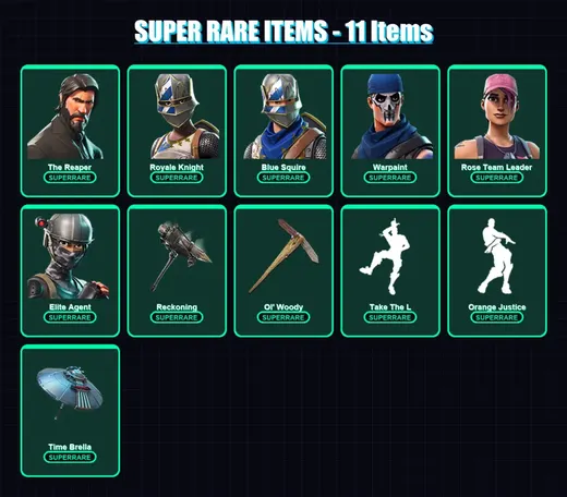 [PS4/PS5/PC] | The Reaper | Royale Knight | Blue Squire | Warpaint | Rose Team Leader | 59 skin | 148 pickaxe | 91 emote | 110 glider | Lv2985