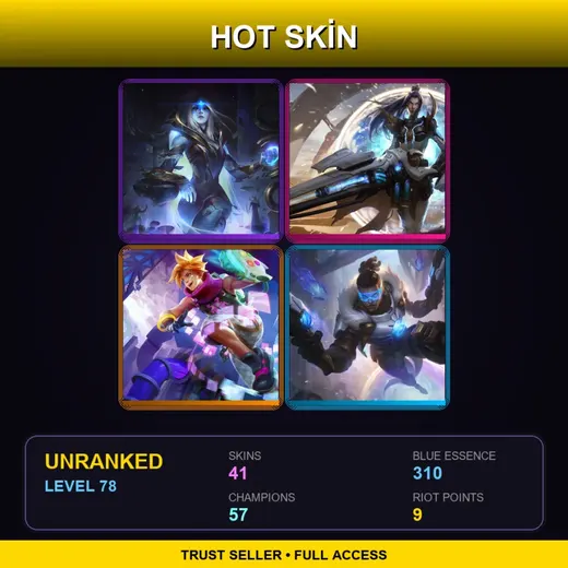 ME | High Noon Mordekaiser | Cosmic Blade Master Yi | Star Guardian Kai'Sa | Cosmic Queen Ashe | 41 Skin | 57 Champ | Lv78