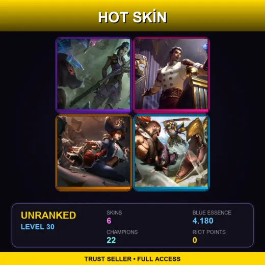 EUW | Arcane Enforcer Caitlyn | Arcane Inventor Jayce | Waterloo Miss Fortune | Beast Hunter Tryndamere | 6 Skin | 22 Champ | Lv30