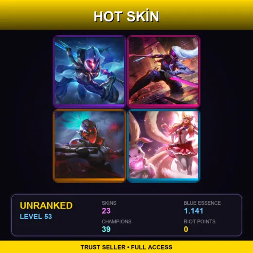 EUW | Cosmic Blade Master Yi | PROJECT: Katarina | PROJECT: Akali | Star Guardian Ahri | 23 Skin | 39 Champ | Lv53