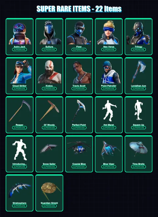 [PC] | Astro Jack | Sultura | Fixer | Neo Versa | Trilogy | 166 skin | 182 pickaxe | 164 emote | 148 glider | Lv1969