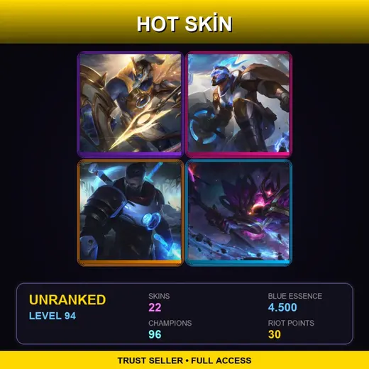 TR | Prestige Ascended Pantheon | Dark Star Mordekaiser | Pulsefire Pantheon | Blood Moon Kennen | 22 Skin | 96 Champ | Lv94