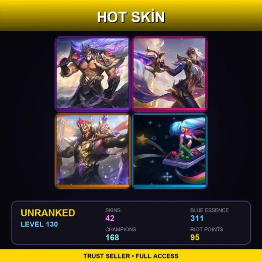 VN | Victorious Tryndamere | Victorious Fiora | Victorious Draven | Star Guardian Seraphine | 42 Skin | 168 Champ | Lv130