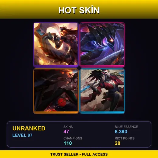 TR | Victorious Sivir | Blood Moon Akali | Dark Star Kha'Zix | Blood Moon Yasuo | 47 Skin | 110 Champ | Lv87