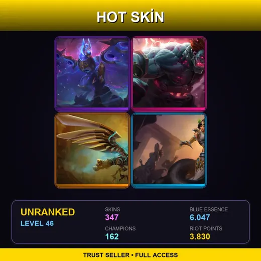 NA | Hextech Sion | Hextech Anivia | Mythic Cassiopeia | Challenger Ahri | 347 Skin | 162 Champ | Lv46