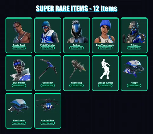 [PS4/PS5/XBOX/PC] | Travis Scott | Point Patroller | Sultura | Blue Team Leader | Trilogy | 35 skin | 48 pickaxe | 47 emote | 55 glider | Lv983