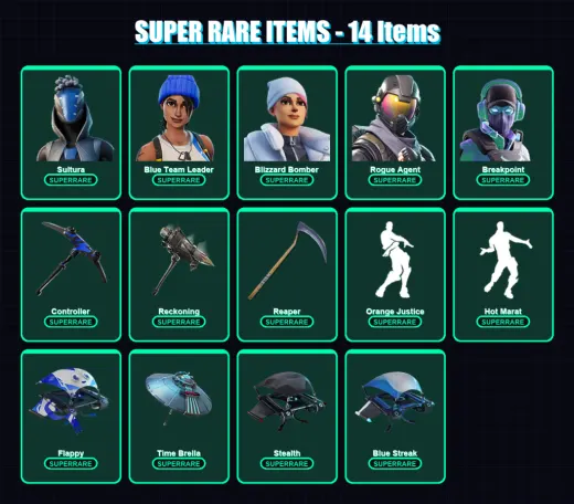 [PS4/PS5/XBOX/PC] | Sultura | Blue Team Leader | Blizzard Bomber | Rogue Agent | Breakpoint | 160 skin | 173 pickaxe | 144 emote | 161 glider | Lv21