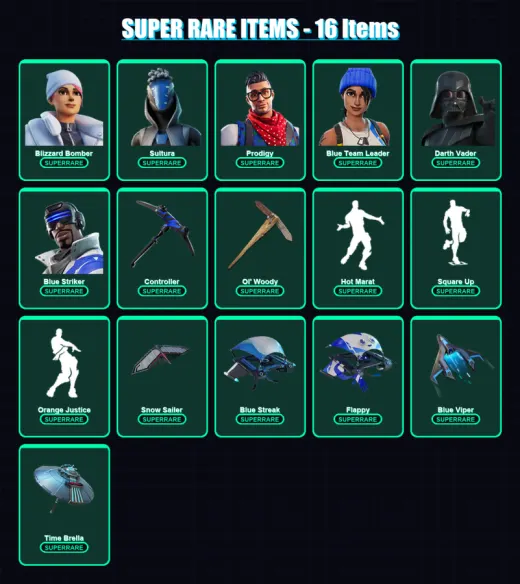 [PS4/PS5/XBOX/PC] | Blizzard Bomber | Sultura | Prodigy | Blue Team Leader | Darth Vader | 165 skin | 203 pickaxe | 151 emote | 179 glider | Lv2729
