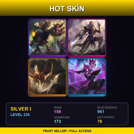 SG | Victorious Blitzcrank | Victorious Lucian | Conqueror Alistar | Challenger Ahri | 159 Skin | 173 Champ | Silver I | Lv228 — Omega Squad Teemo